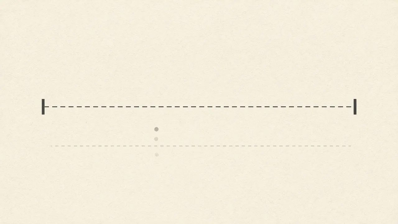 A dashed span between ticks, and a fainter line below.