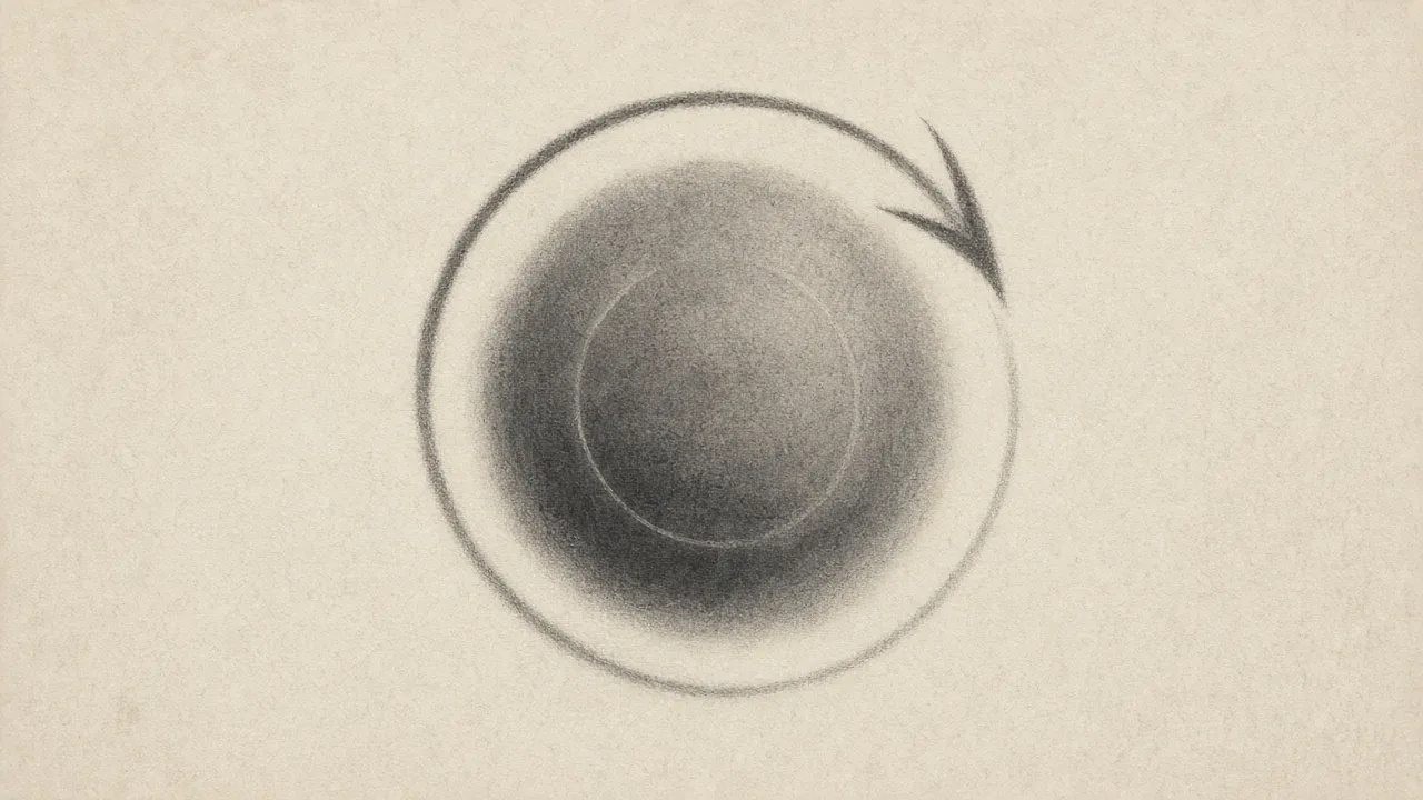 A soft disc with an arrow still circling.